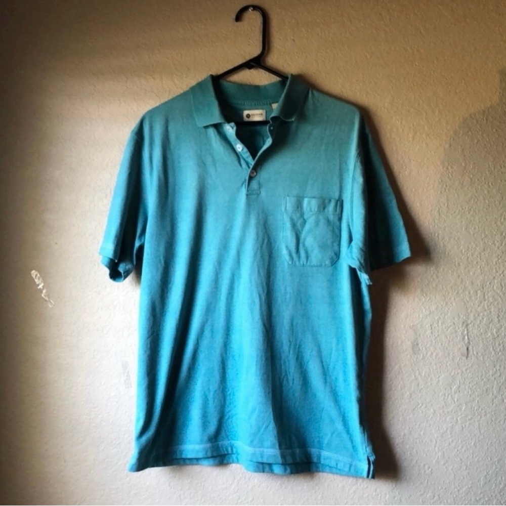 Haggar Shirt Men’s Polo Teal Short Sleeve Casual Polo Golf Shirt Top Mens Sz M